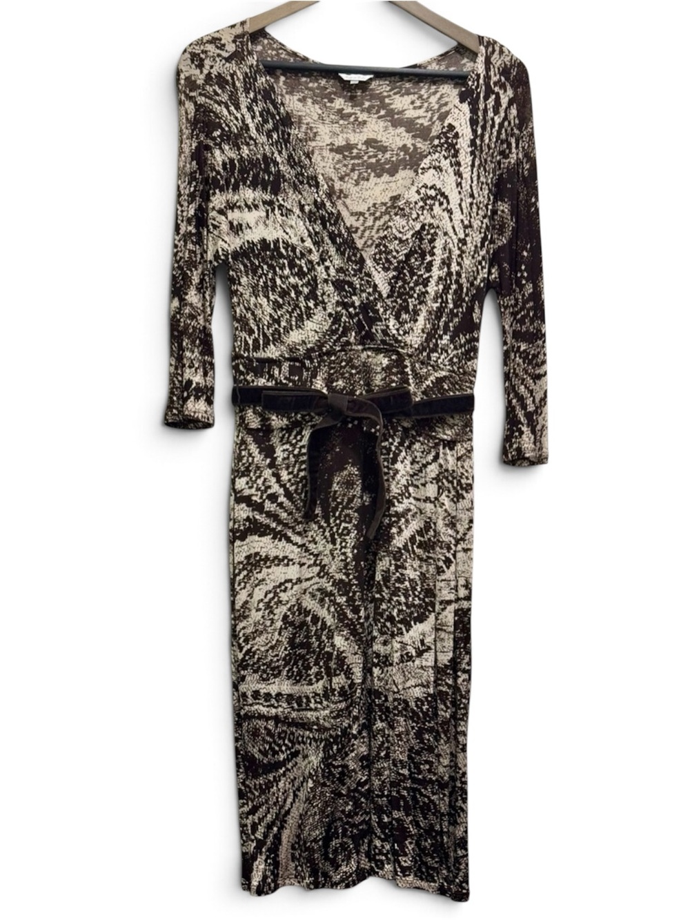 Max Mara Snakeskin Print Ruched Wrap Midi Dress IT 42 US 6